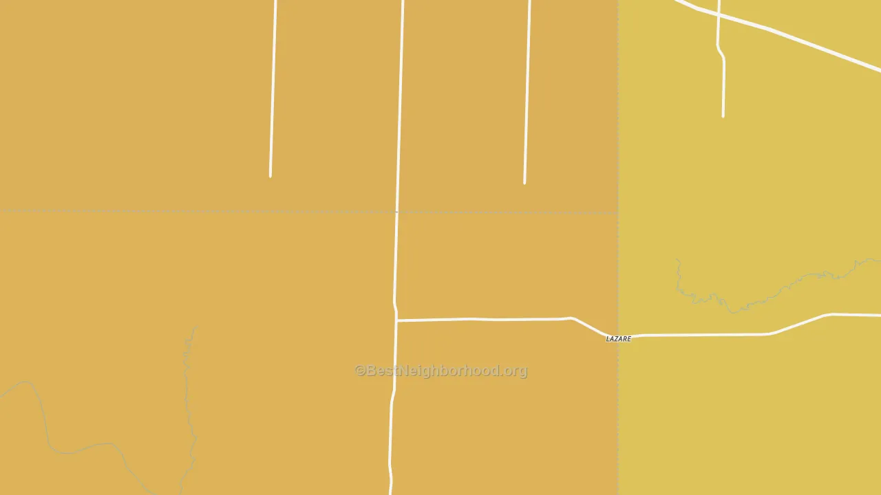 Map of the best neighborhoods in the Lazare area, with better matches in green and worse matches in red