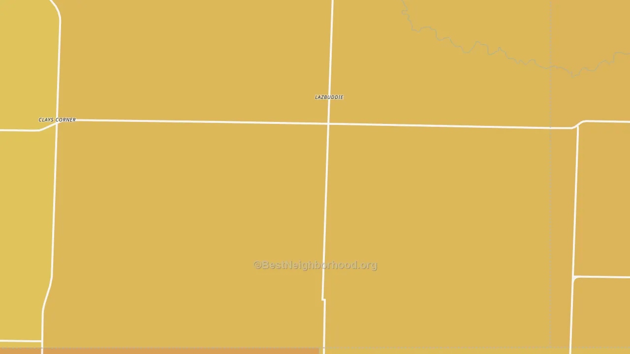 Map of the best neighborhoods in the Lazbuddie area, with better matches in green and worse matches in red