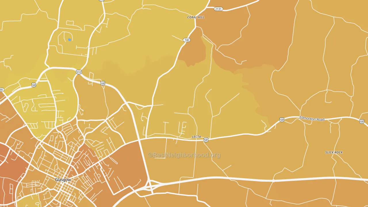 Map of the best neighborhoods in the Lecta area, with better matches in green and worse matches in red