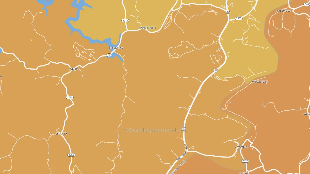 Map of the best neighborhoods in the Ledocio area, with better matches in green and worse matches in red