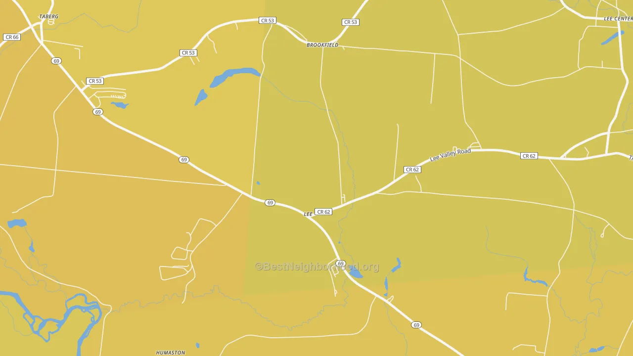 Map of the best neighborhoods in the Lee area, with better matches in green and worse matches in red