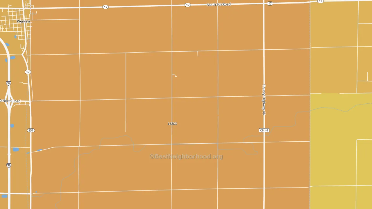Map of the best neighborhoods in the Leeds area, with better matches in green and worse matches in red