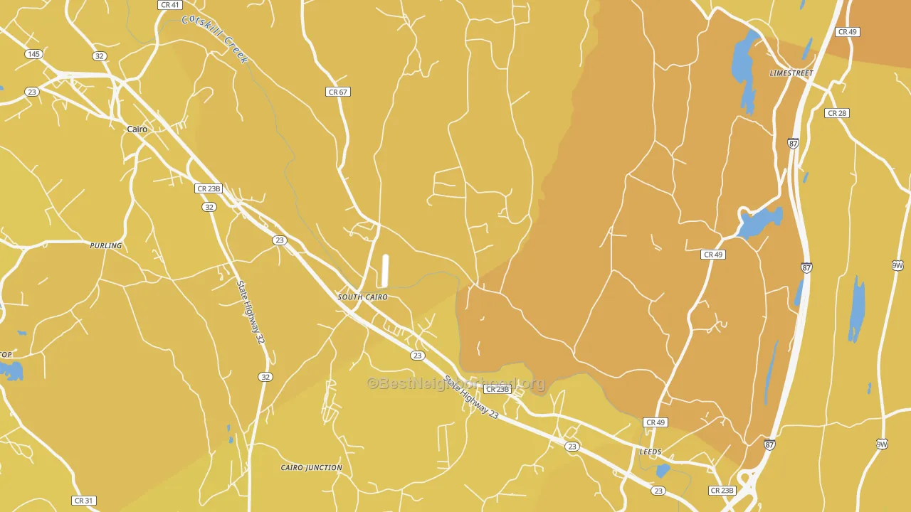 Map of the best neighborhoods in the Leeds area, with better matches in green and worse matches in red