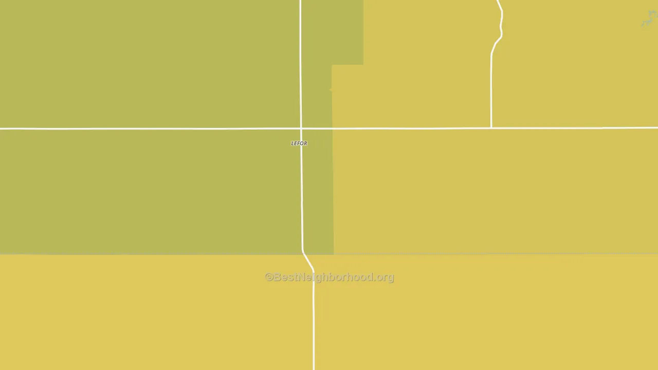 Map of the best neighborhoods in the Lefor area, with better matches in green and worse matches in red
