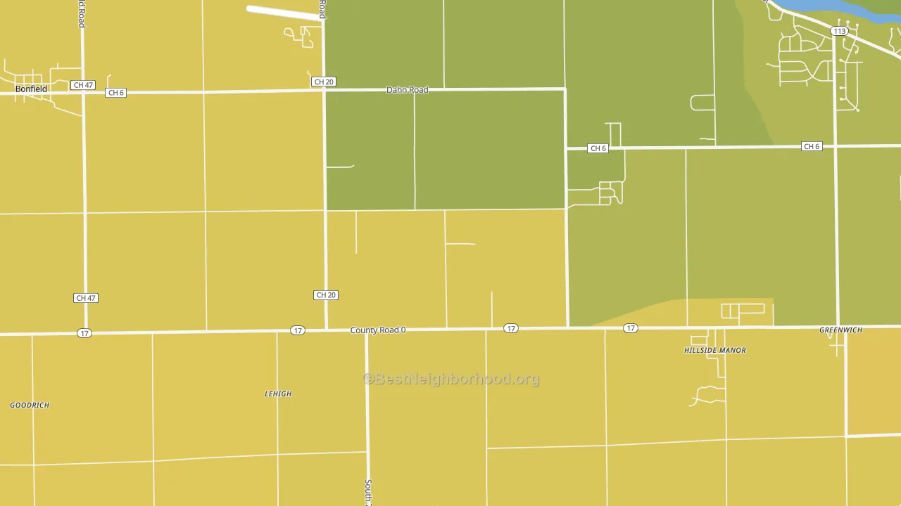 Map of the best neighborhoods in the Lehigh area, with better matches in green and worse matches in red
