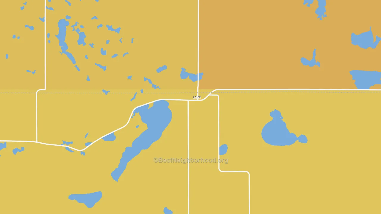 Map of the best neighborhoods in the Lehr area, with better matches in green and worse matches in red