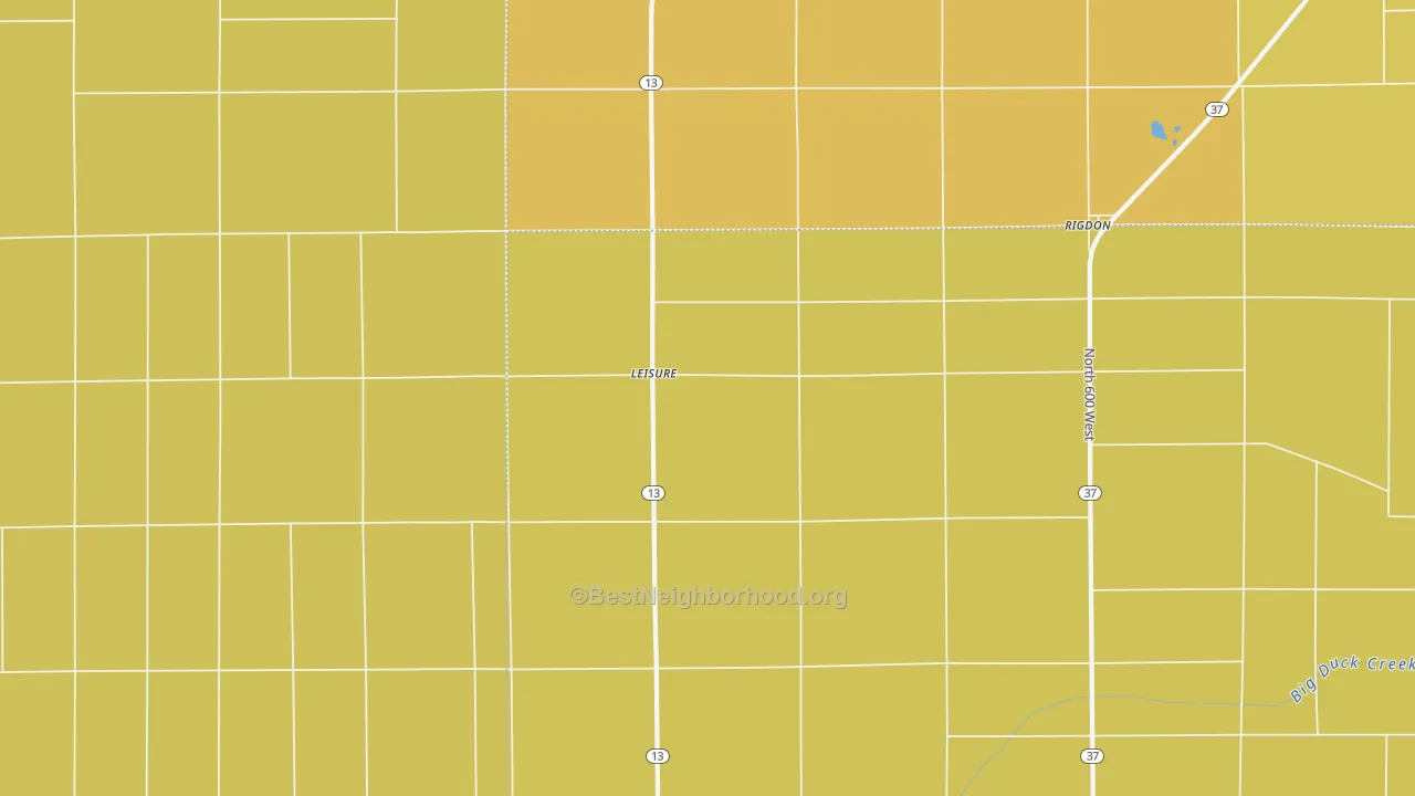 Map of the best neighborhoods in the Leisure area, with better matches in green and worse matches in red