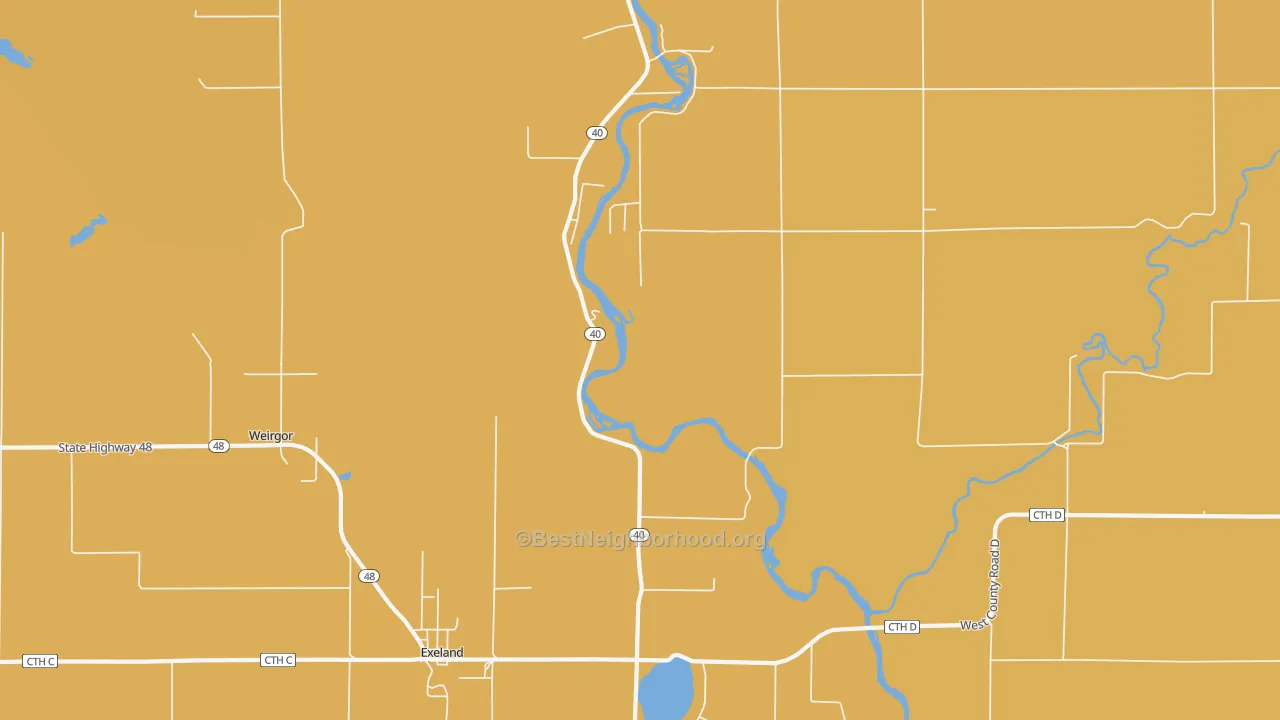 Map of the best neighborhoods in the Lemington area, with better matches in green and worse matches in red