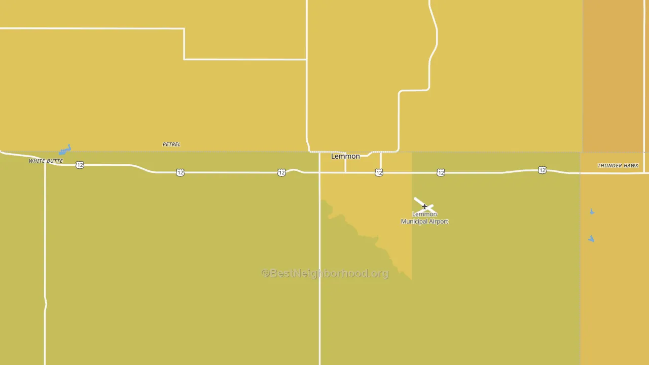 Map of the best neighborhoods in the Lemmon area, with better matches in green and worse matches in red