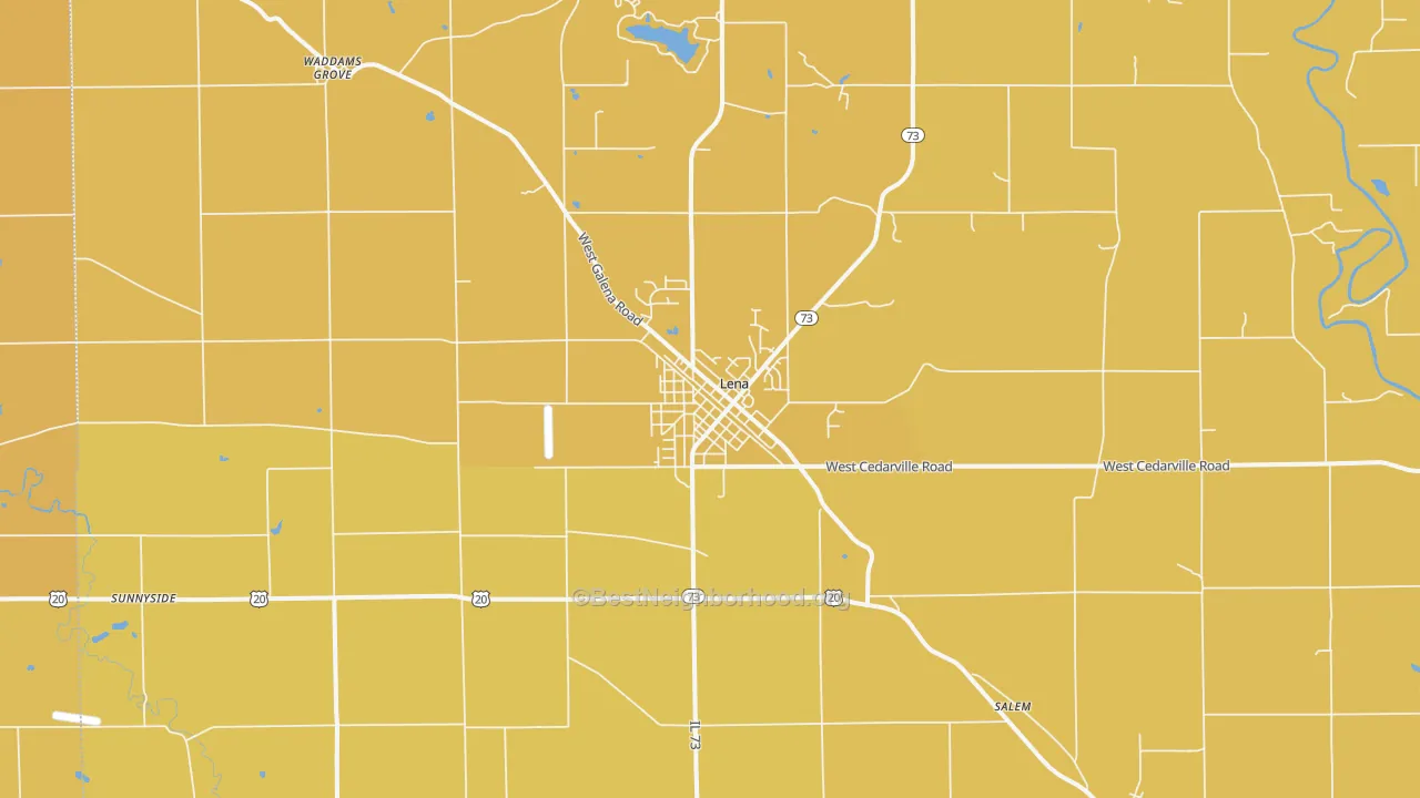 Map of the best neighborhoods in the Lena area, with better matches in green and worse matches in red