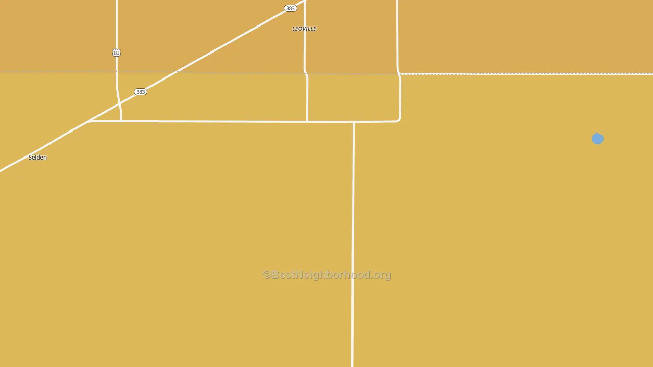Map of the best neighborhoods in the Leoville area, with better matches in green and worse matches in red