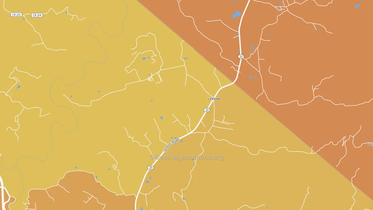 Map of the best neighborhoods in the Lerona area, with better matches in green and worse matches in red