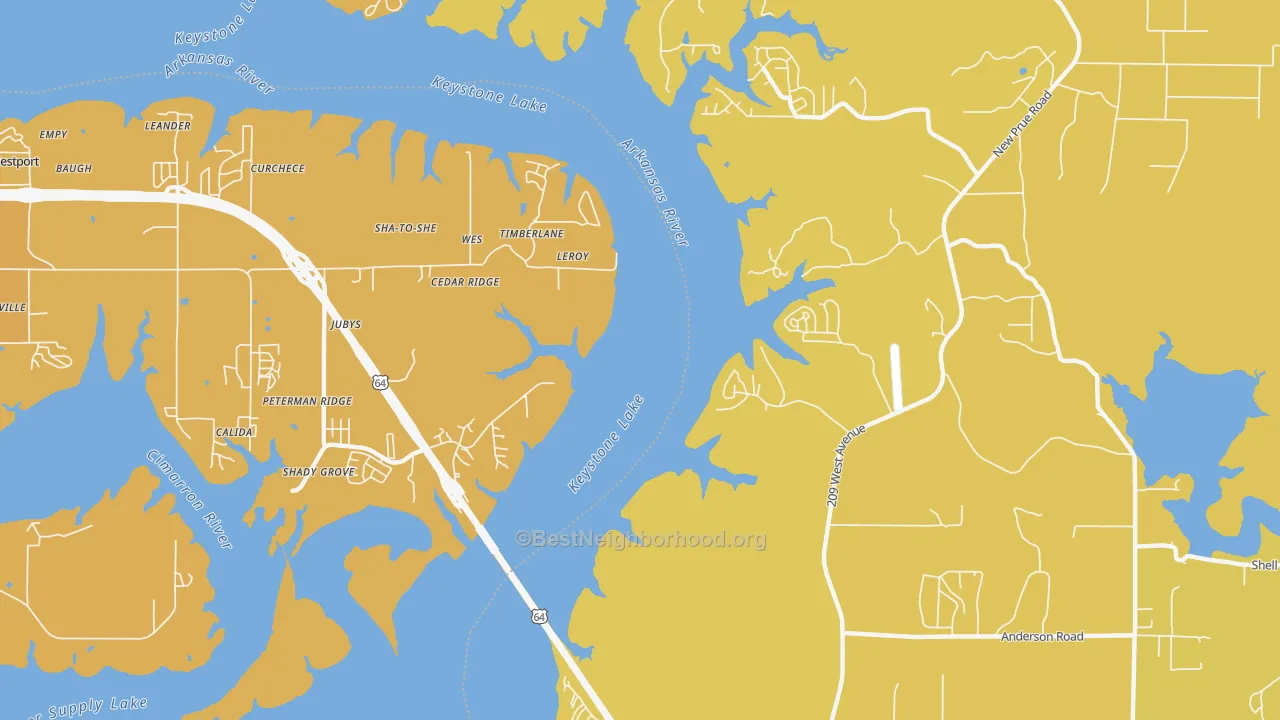 Map of the best neighborhoods in the Leroy area, with better matches in green and worse matches in red