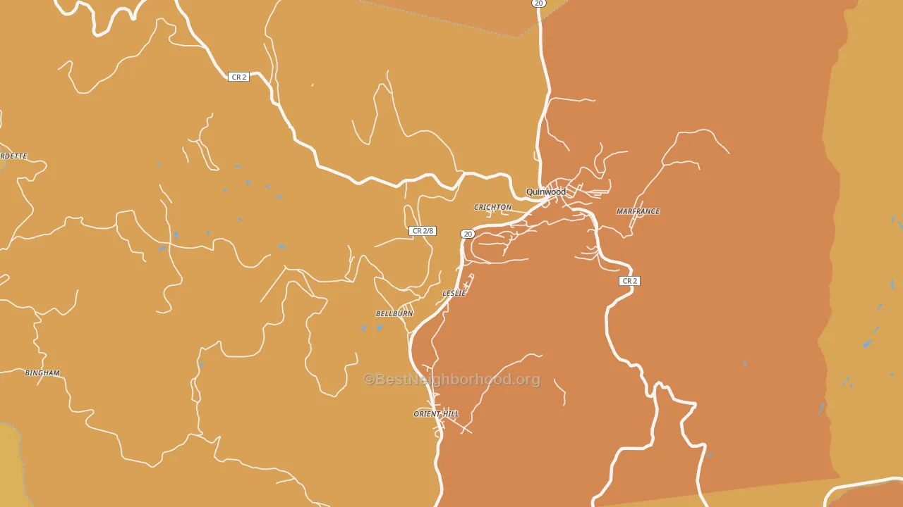 Map of the best neighborhoods in the Leslie area, with better matches in green and worse matches in red