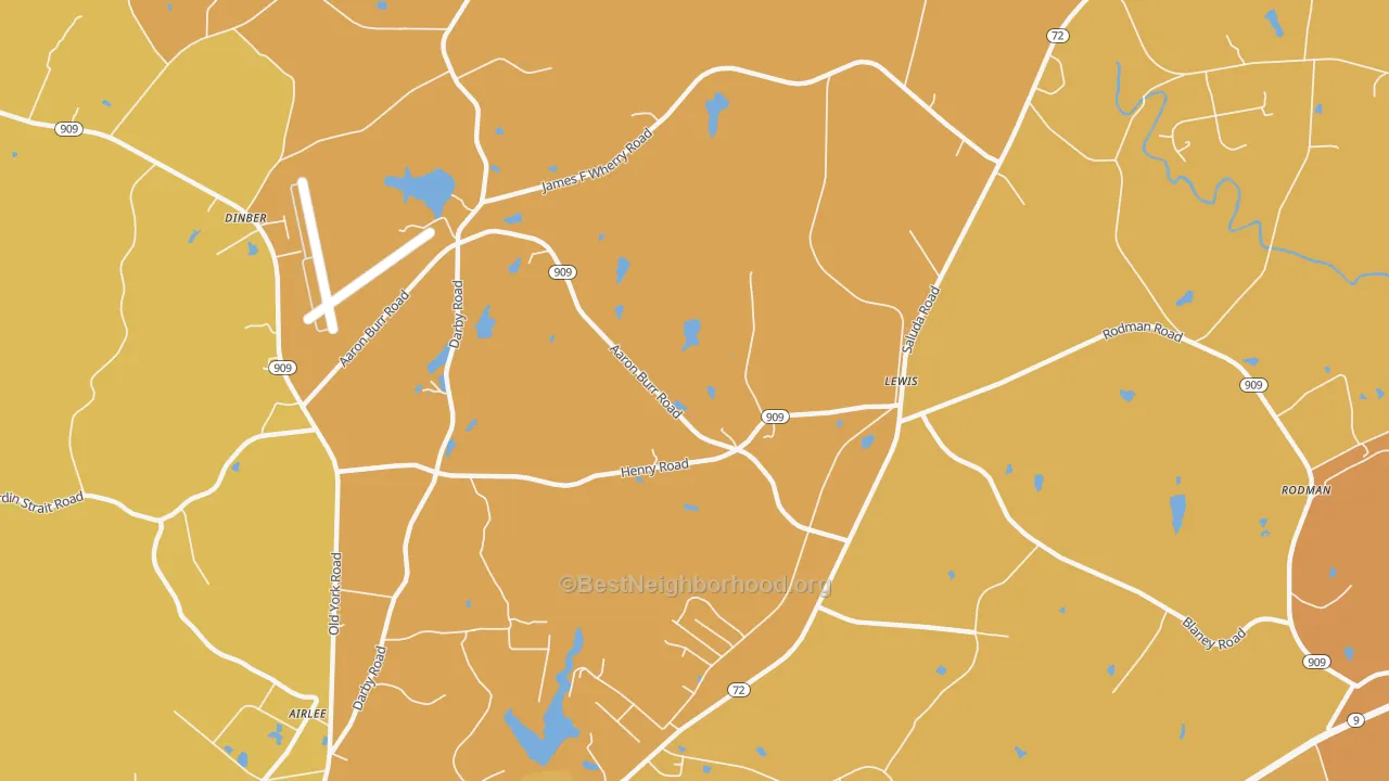 Map of the best neighborhoods in the Lewis area, with better matches in green and worse matches in red