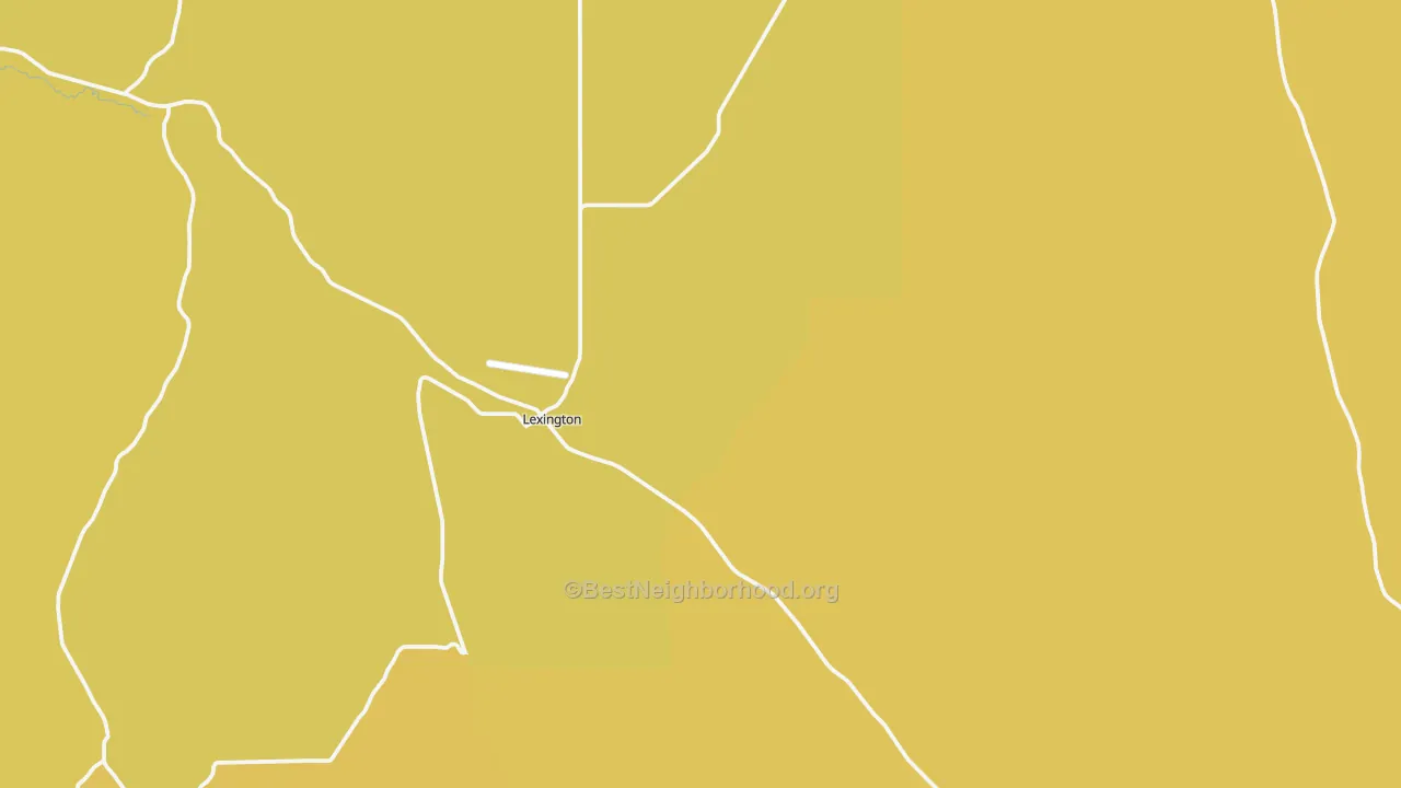 Map of the best neighborhoods in the Lexington area, with better matches in green and worse matches in red