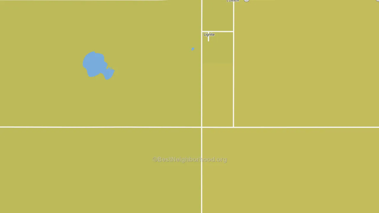 Map of the best neighborhoods in the Lignite area, with better matches in green and worse matches in red