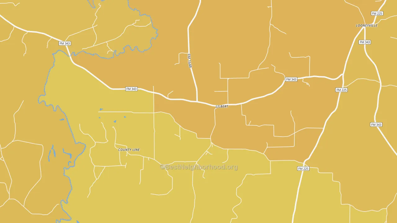 Map of the best neighborhoods in the Lilbert area, with better matches in green and worse matches in red