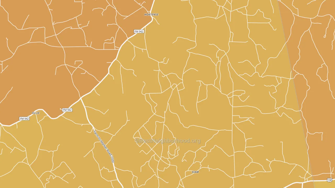 Map of the best neighborhoods in the Lily Island area, with better matches in green and worse matches in red