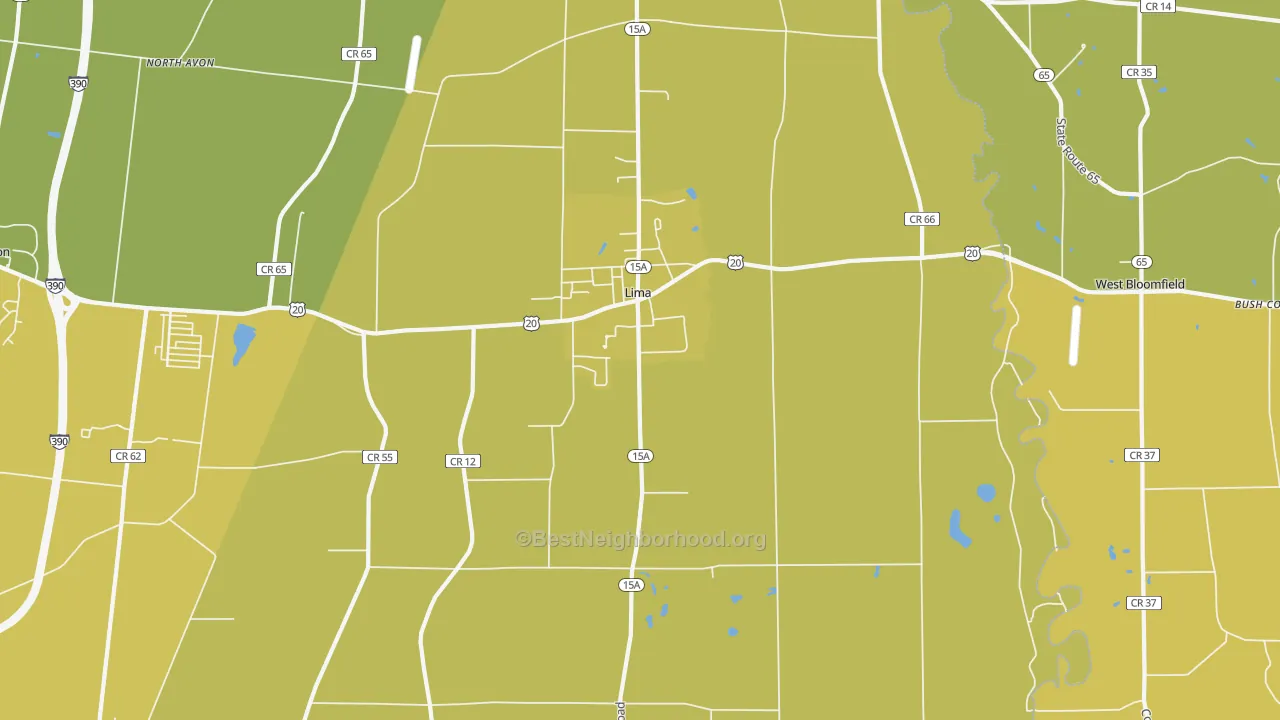 Map of the best neighborhoods in the Lima area, with better matches in green and worse matches in red