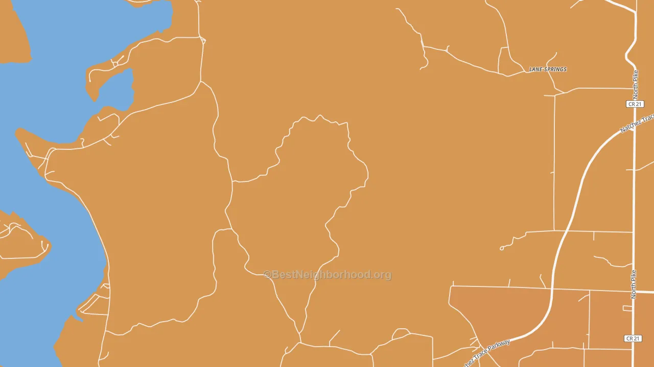 Map of the best neighborhoods in the Lime Kiln area, with better matches in green and worse matches in red