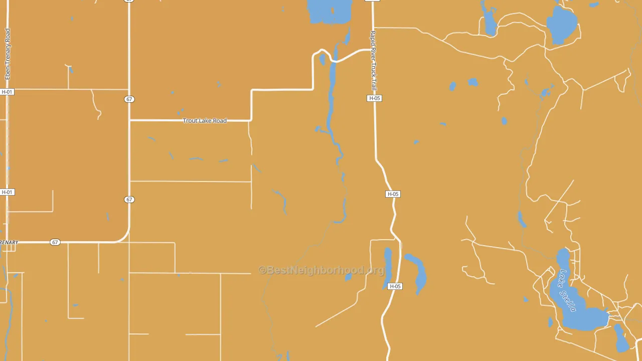Map of the best neighborhoods in the Limestone area, with better matches in green and worse matches in red