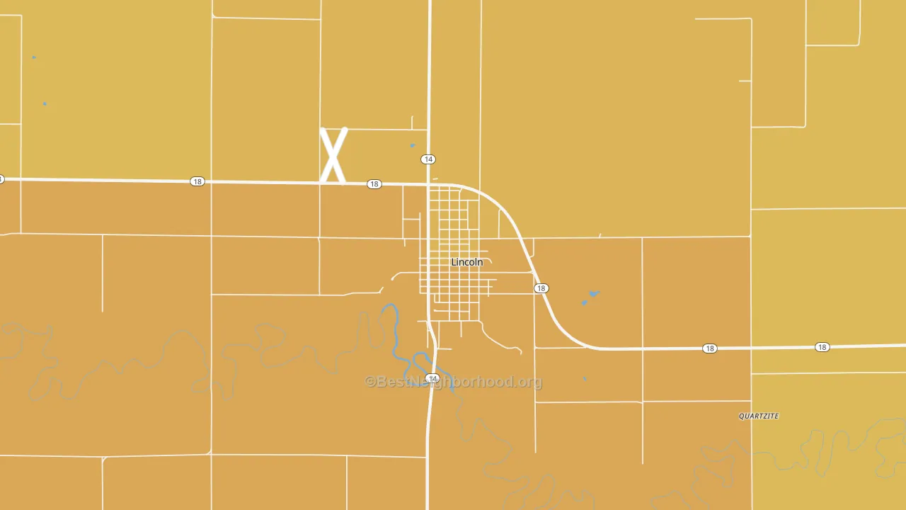 Map of the best neighborhoods in the Lincoln Center area, with better matches in green and worse matches in red