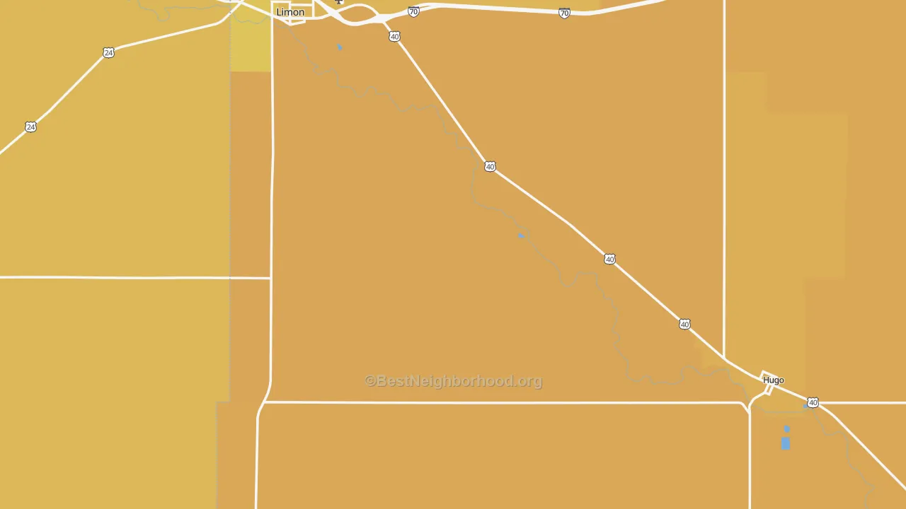 Map of the best neighborhoods in the Lincoln County area, with better matches in green and worse matches in red