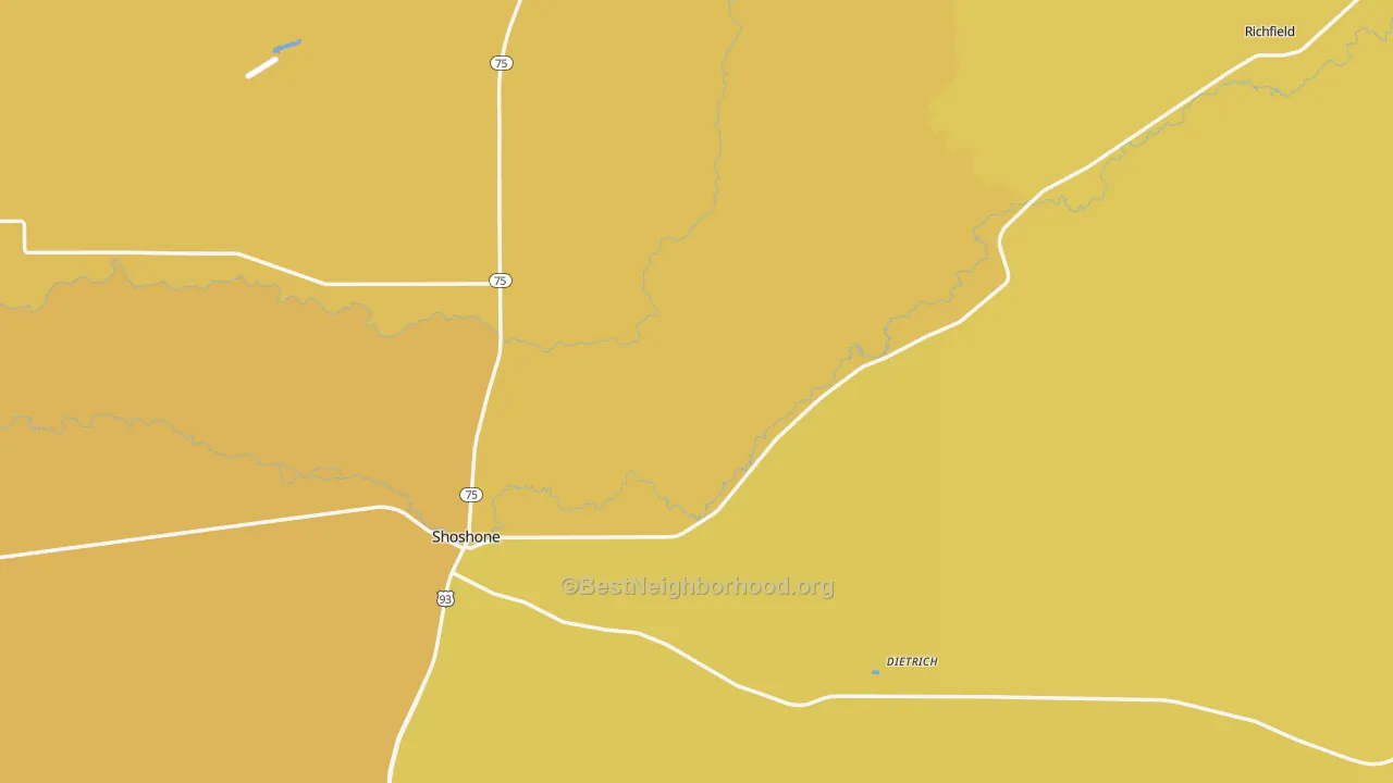 Map of the best neighborhoods in the Lincoln County area, with better matches in green and worse matches in red