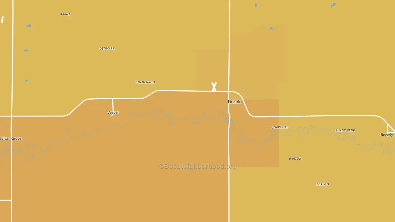 Map of the best neighborhoods in the Lincoln County area, with better matches in green and worse matches in red