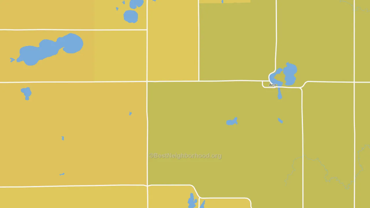 Map of the best neighborhoods in the Lincoln County area, with better matches in green and worse matches in red