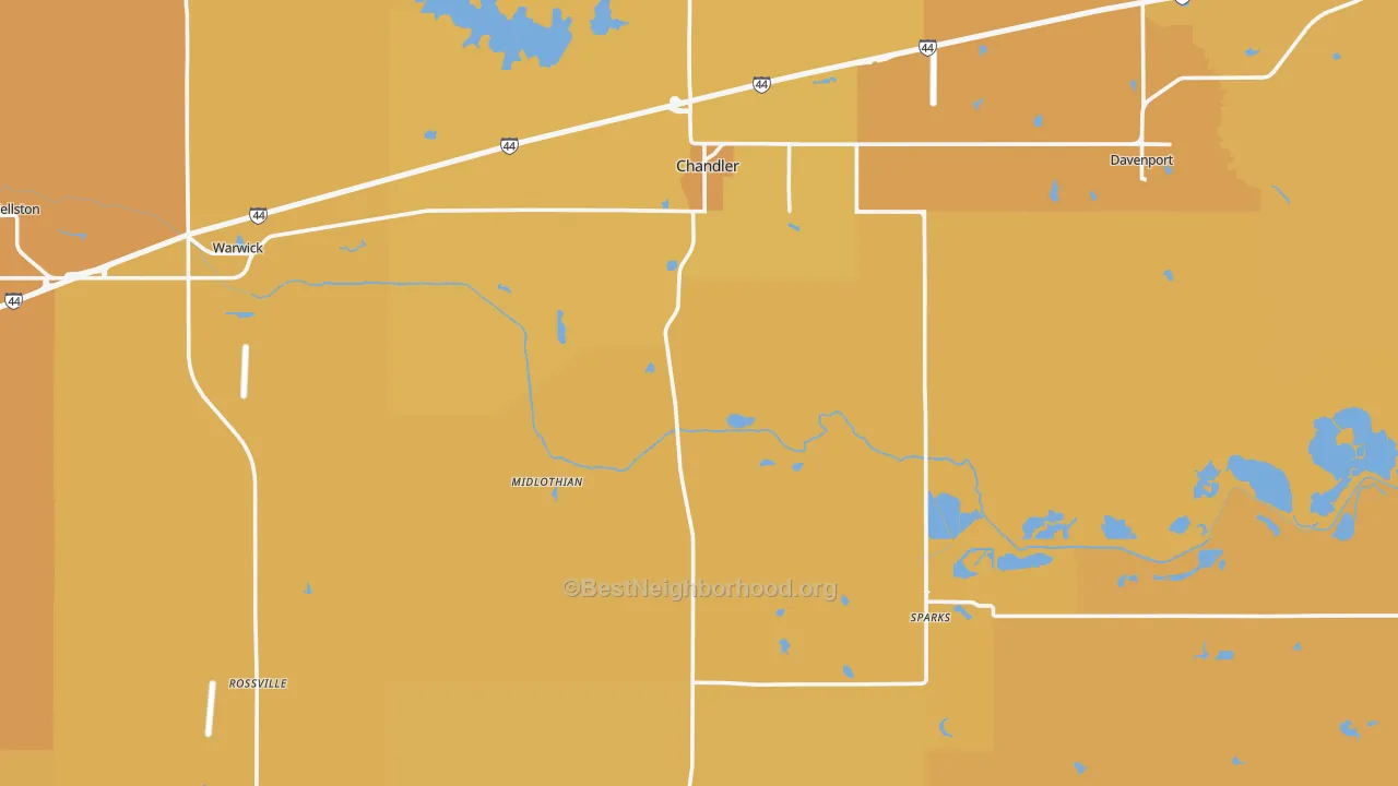 Map of the best neighborhoods in the Lincoln County area, with better matches in green and worse matches in red