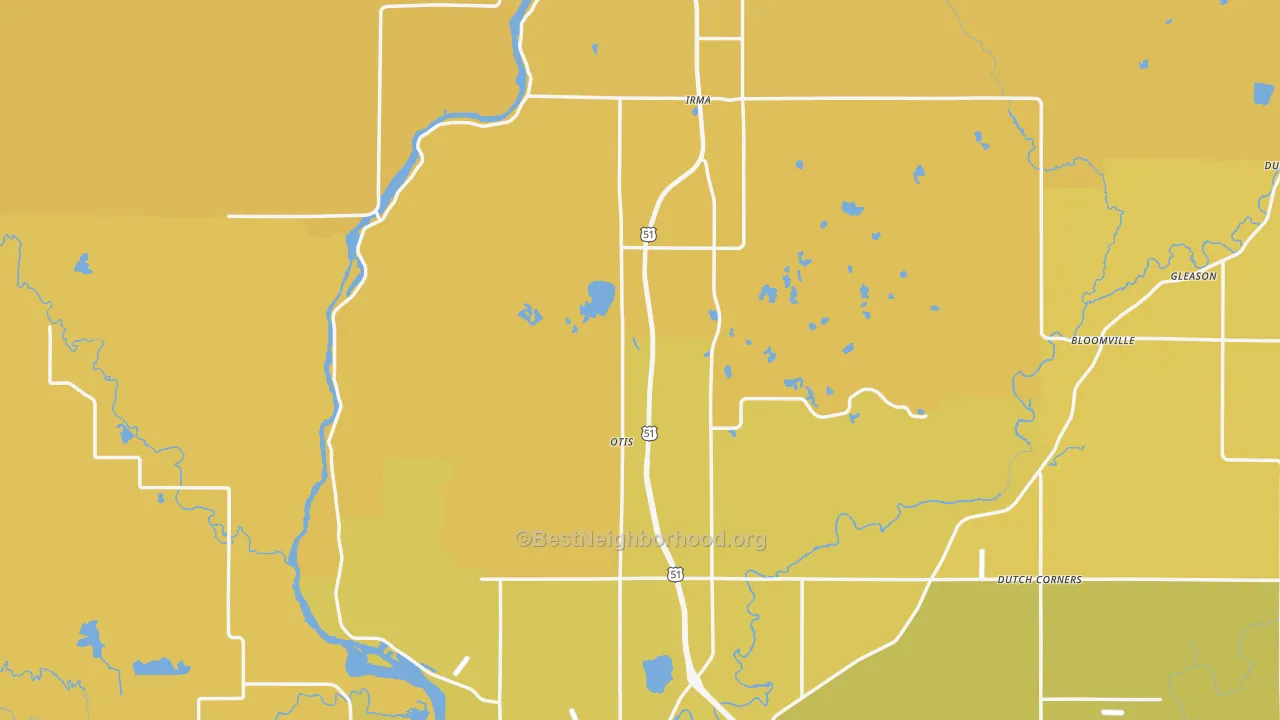 Map of the best neighborhoods in the Lincoln County area, with better matches in green and worse matches in red