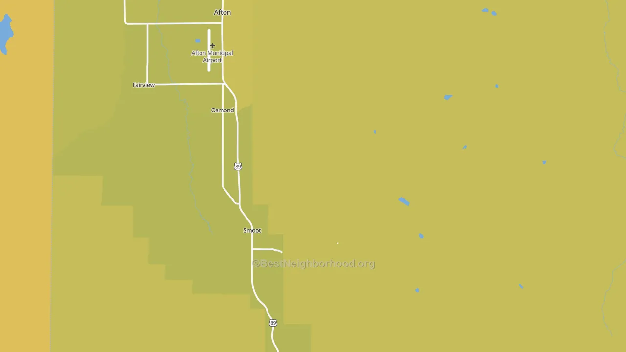Map of the best neighborhoods in the Lincoln County area, with better matches in green and worse matches in red