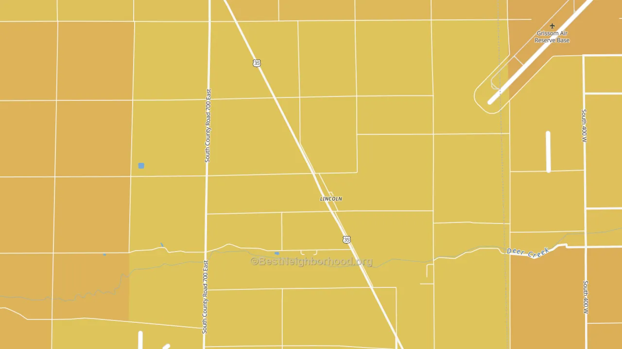Map of the best neighborhoods in the Lincoln area, with better matches in green and worse matches in red