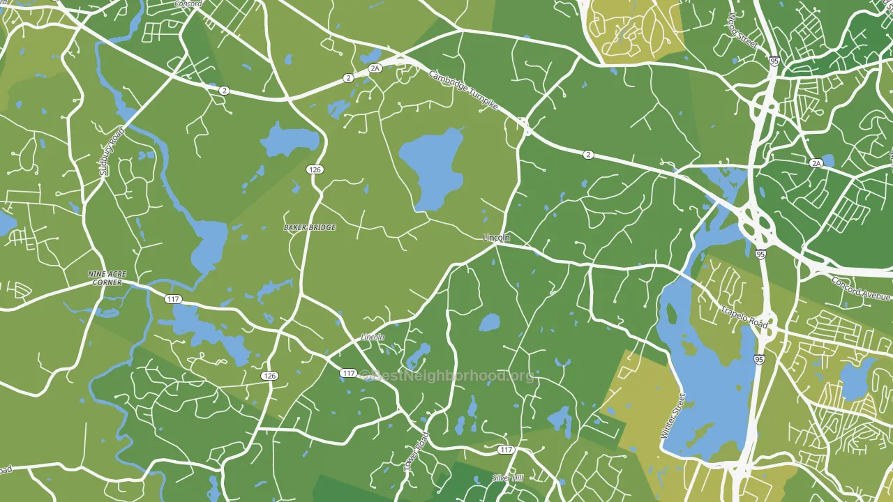 Map of the best neighborhoods in the Lincoln area, with better matches in green and worse matches in red