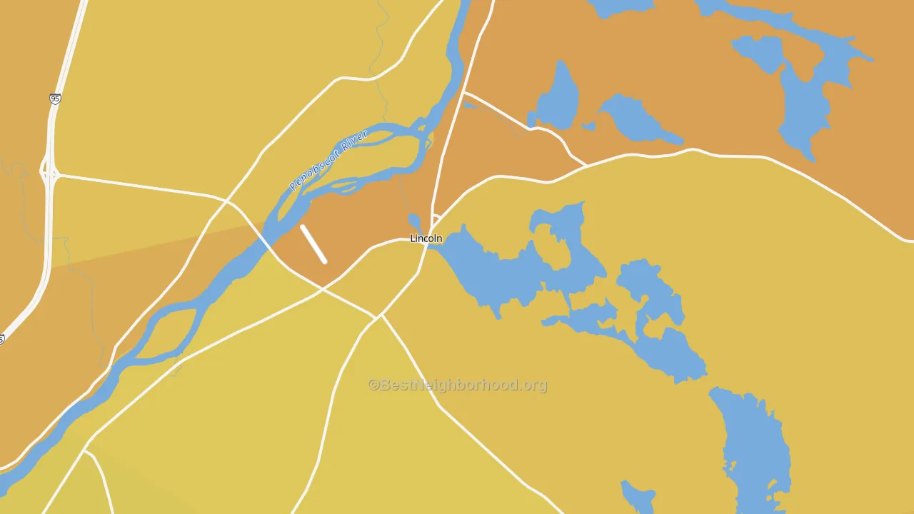 Map of the best neighborhoods in the Lincoln area, with better matches in green and worse matches in red