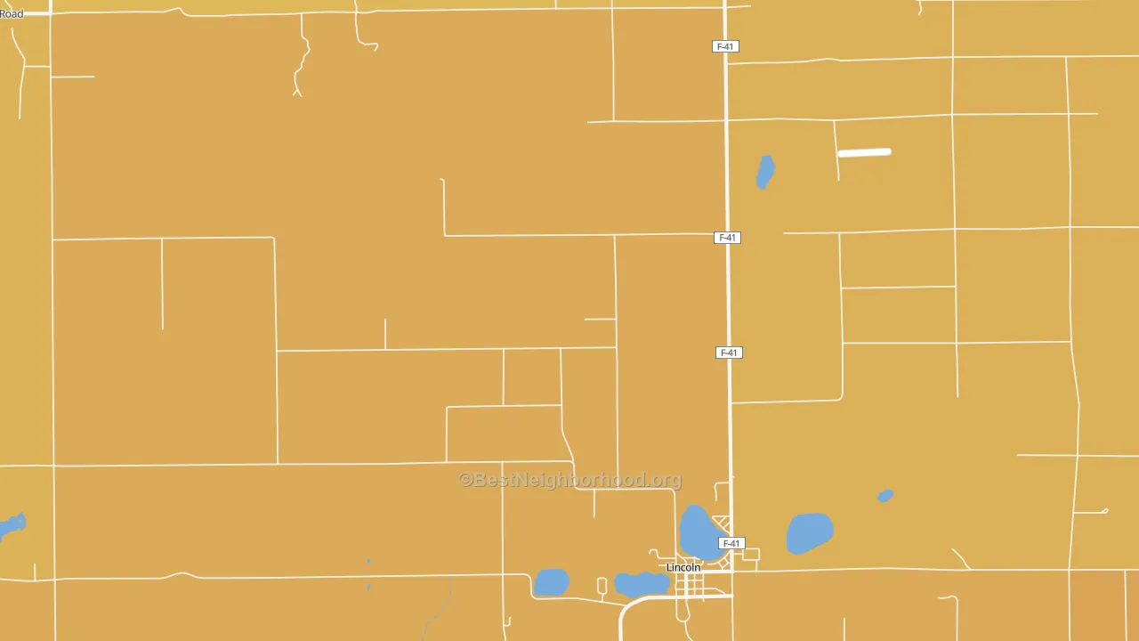 Map of the best neighborhoods in the Lincoln area, with better matches in green and worse matches in red