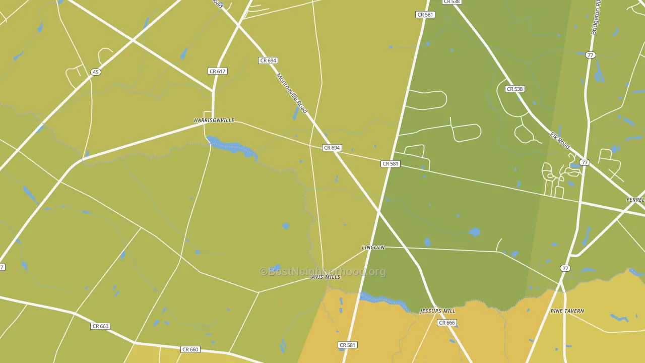 Map of the best neighborhoods in the Lincoln area, with better matches in green and worse matches in red
