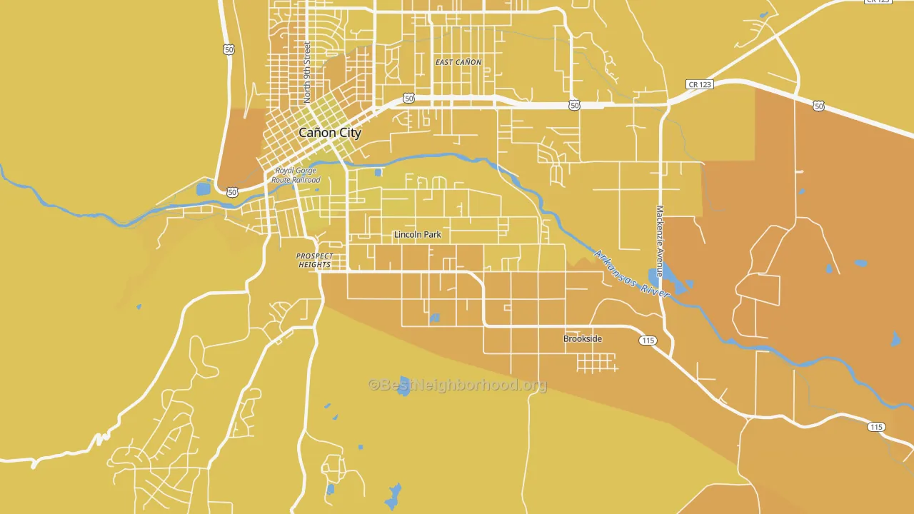 Map of the best neighborhoods in the Lincoln Park area, with better matches in green and worse matches in red