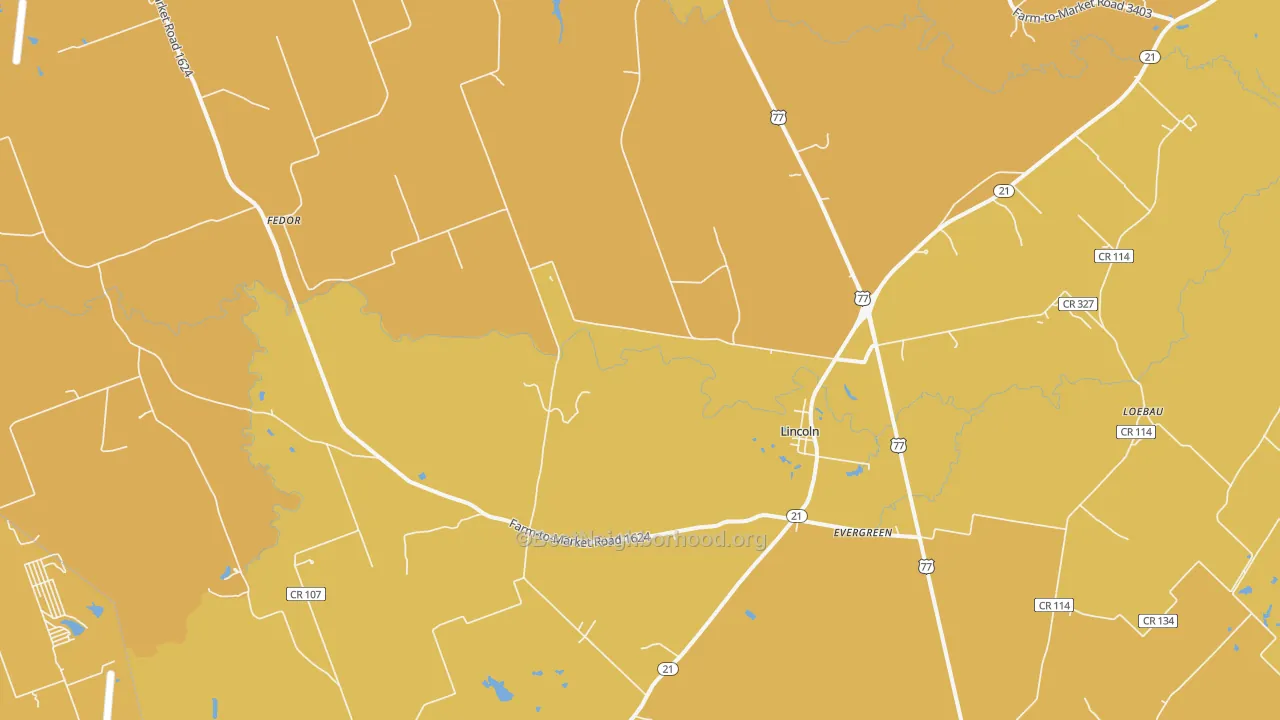 Map of the best neighborhoods in the Lincoln area, with better matches in green and worse matches in red