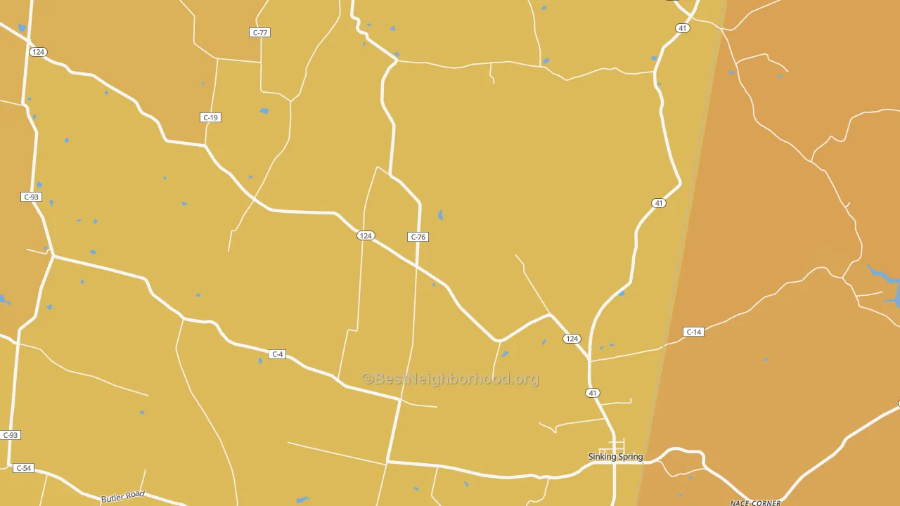 Map of the best neighborhoods in the Lincolnville area, with better matches in green and worse matches in red