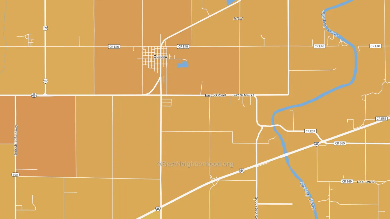 Map of the best neighborhoods in the Lincolnville area, with better matches in green and worse matches in red