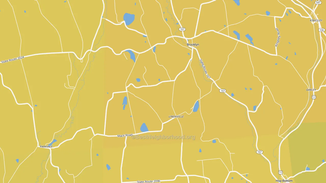 Map of the best neighborhoods in the Lindaville area, with better matches in green and worse matches in red