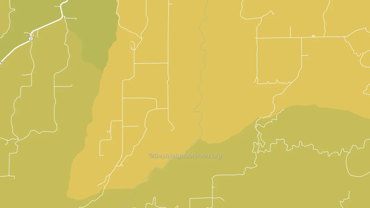 Map of the best neighborhoods in the Linden area, with better matches in green and worse matches in red