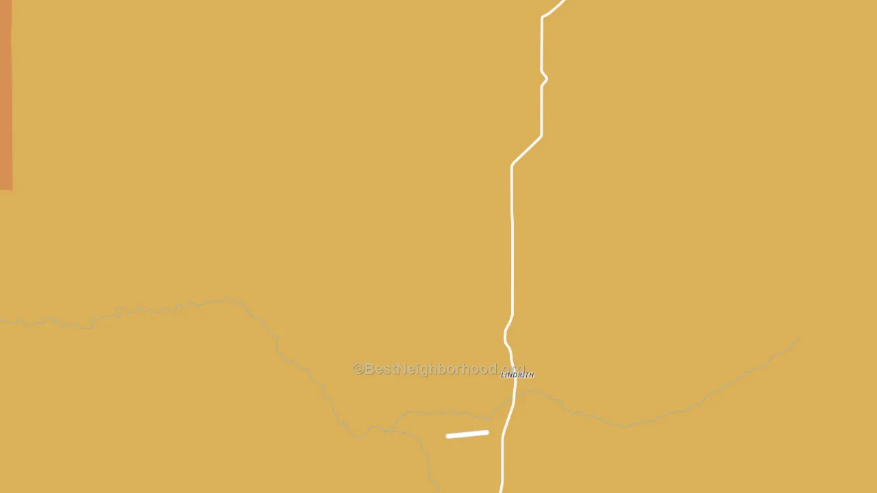 Map of the best neighborhoods in the Lindrith area, with better matches in green and worse matches in red