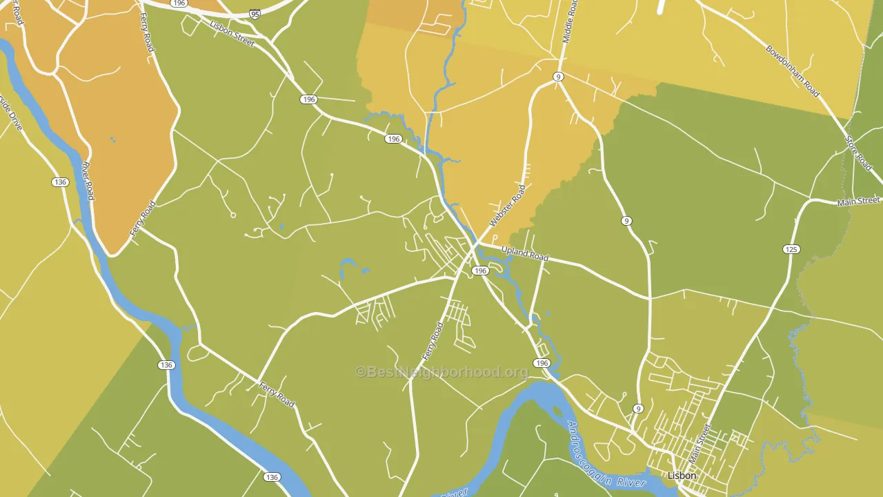 Map of the best neighborhoods in the Lisbon area, with better matches in green and worse matches in red