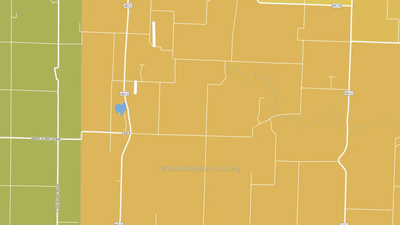 Map of the best neighborhoods in the Lisle area, with better matches in green and worse matches in red