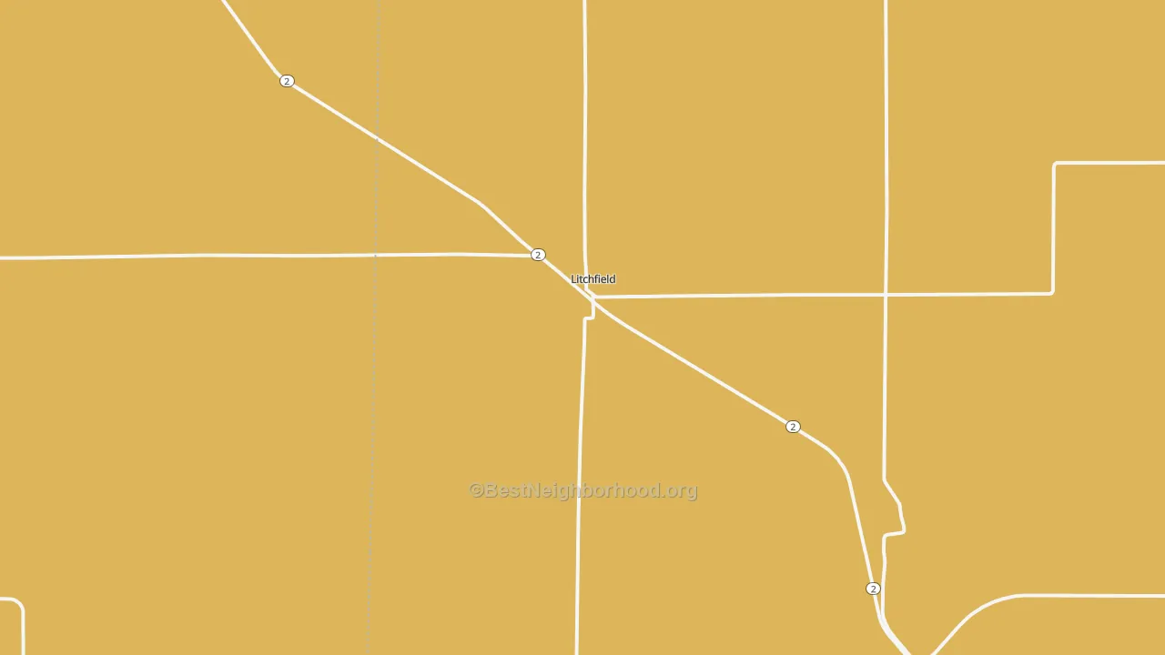 Map of the best neighborhoods in the Litchfield area, with better matches in green and worse matches in red