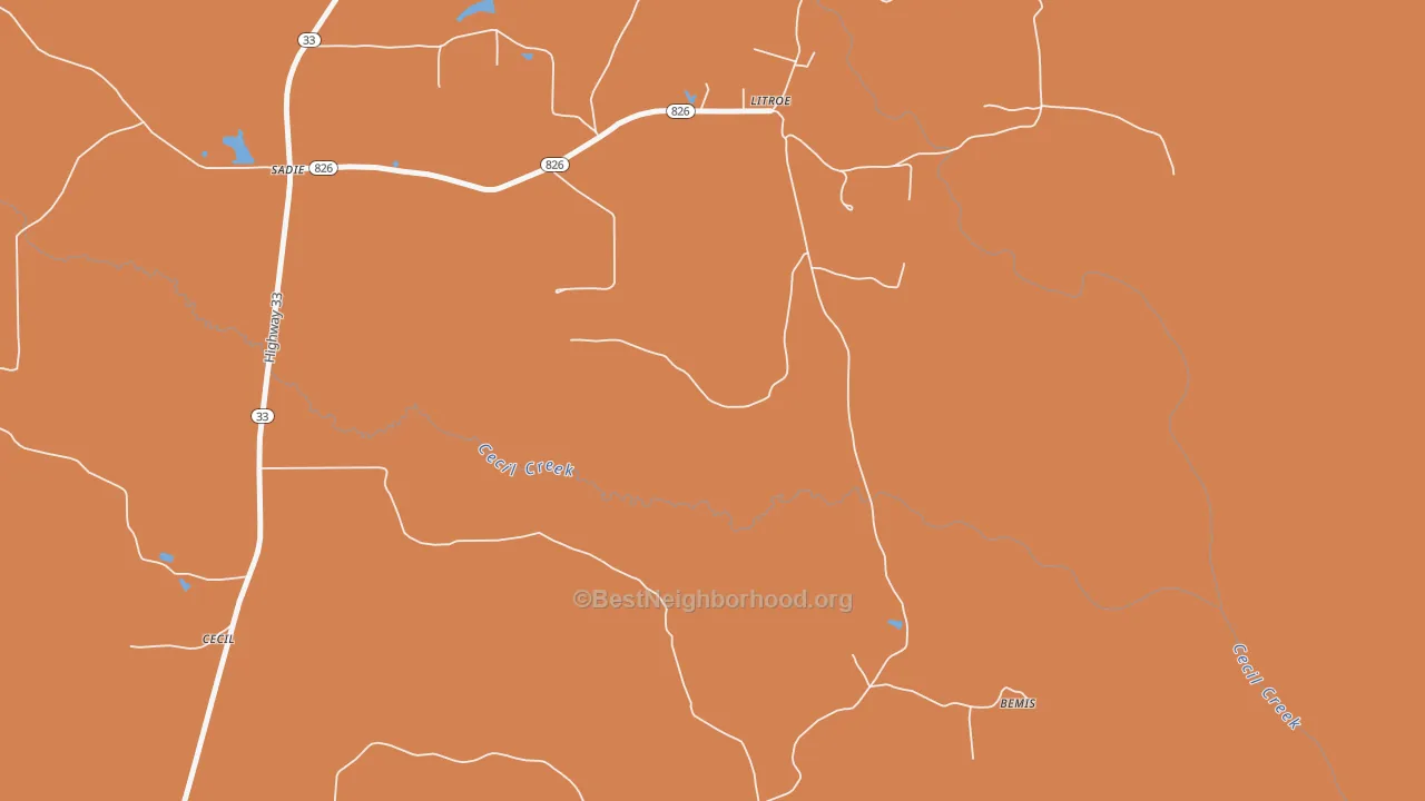 Map of the best neighborhoods in the Litroe area, with better matches in green and worse matches in red